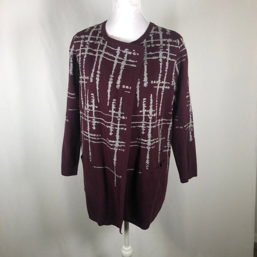 🧥 Avenue “Scarla” Coatigan – Plum & Charcoal | Size 14/16 - Picture 5 of 15